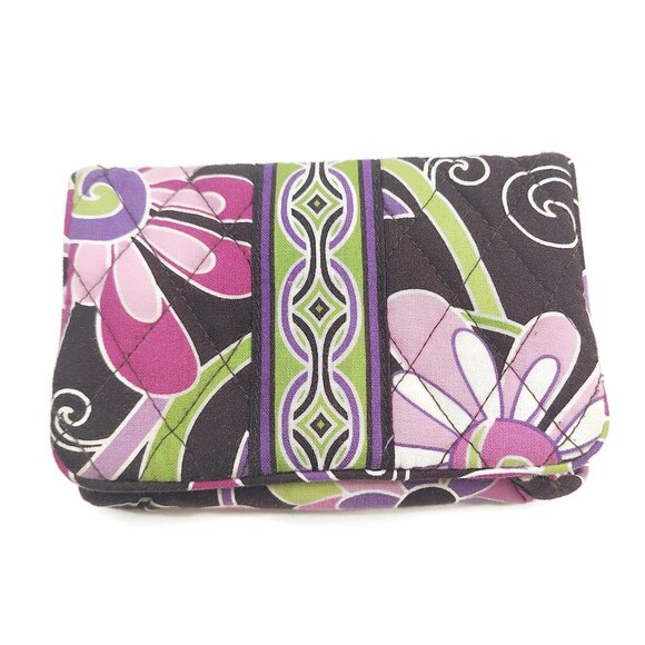VERA BRADLEY Women's Wallet Purple Punch Magnetic Closure Coin Purse ID Window - Picture 1 of 11